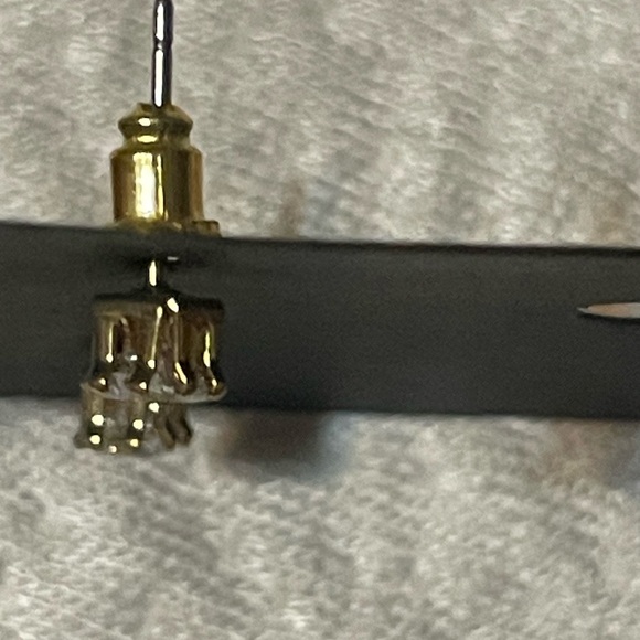 Swarovski Silver Square Cut Crystal Stud Earrings with Gold Trim and Backing. - Picture 4 of 6